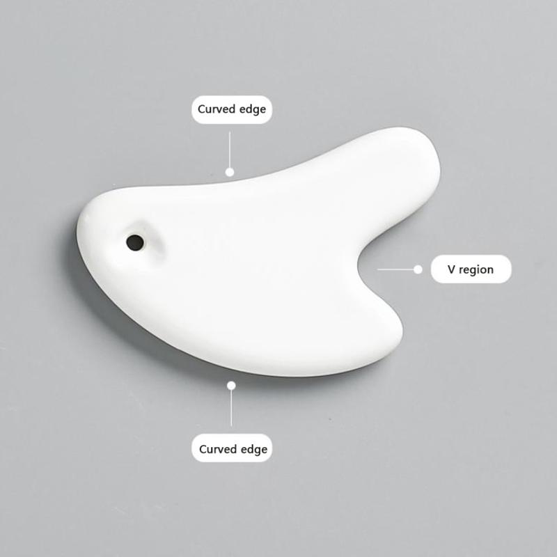 White Ceramic Scraping Board Facial Guasha Handheld Full Body Universal Type Acupoint Massager Lymphatic Drainage Massager
