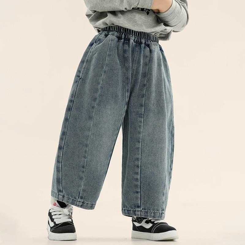 Boys Korean Style Patchwork Casual Denim Long Pants For Kids Spring Autumn