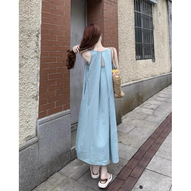 French Skirt Seaside Vacation Dress Women's Summer Niche Design Sense Loose Sleeveless Vest Skirt a Word Long Dress