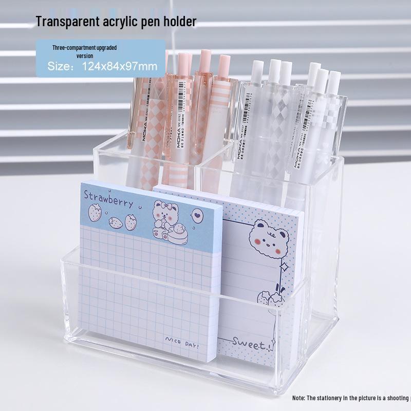 Stylish Multi-Grid Transparent Pen Holder for Office Desk