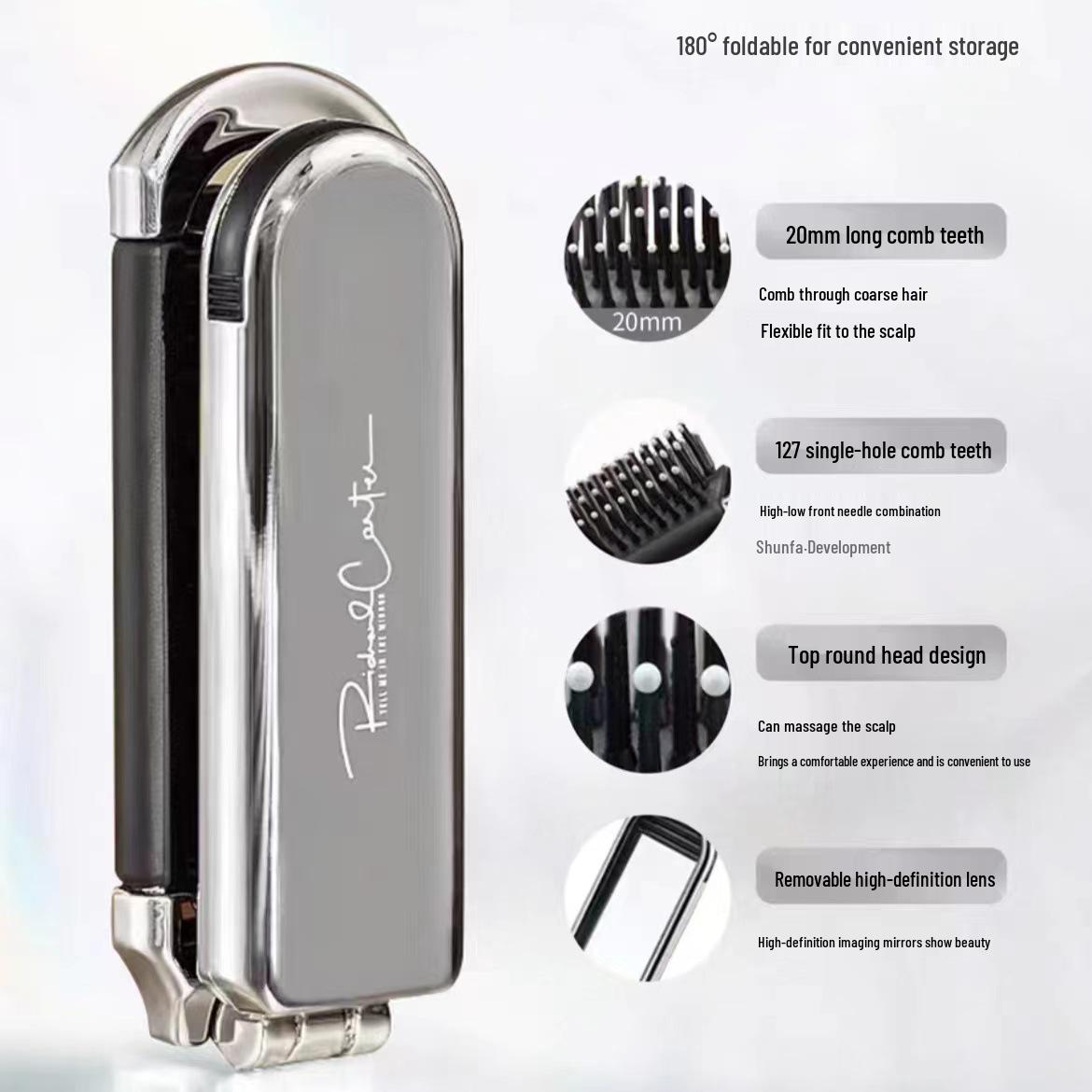 Портативная мини-складная расческа с зеркалом: Компактная массажная воздушная подушка для женщин и детей