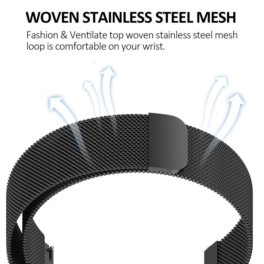 Magnetic Milanese Loop Strap & TPU Full Cover Soft Case For Amazfit Active/2 Max Stainless Steel Mesh Watch Band Set