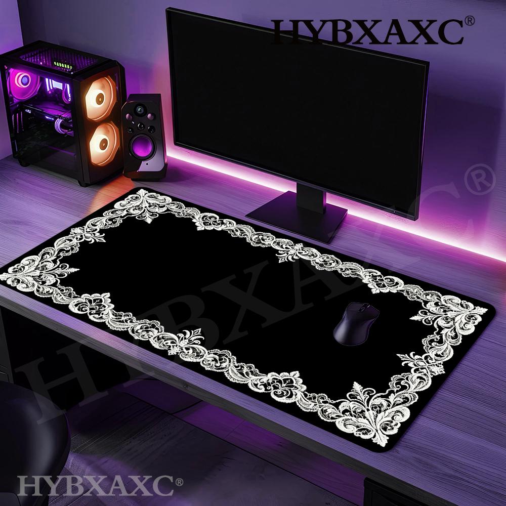HYBXAXC Gothic Lace Mouse Pad Victorian Aesthetic White Embroidery Mouse Pad Dark Coquette Pad Minimalist Occult Office Decor