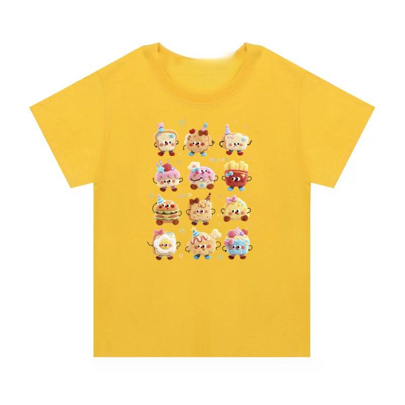Adult and Children Bread Party Cartoon Food Pure Cotton Versatile Couple and ParentChild MultiColor TShirt
