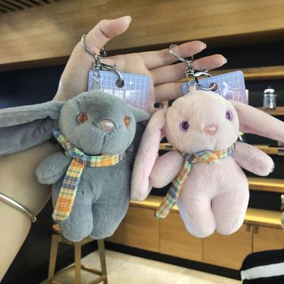 Stuffed Animals Cartoon Long Eared Rabbit Fashion Keychain Pendant Plush Doll Cute Schoolbag Pendant Couple Key Chains Jewelry