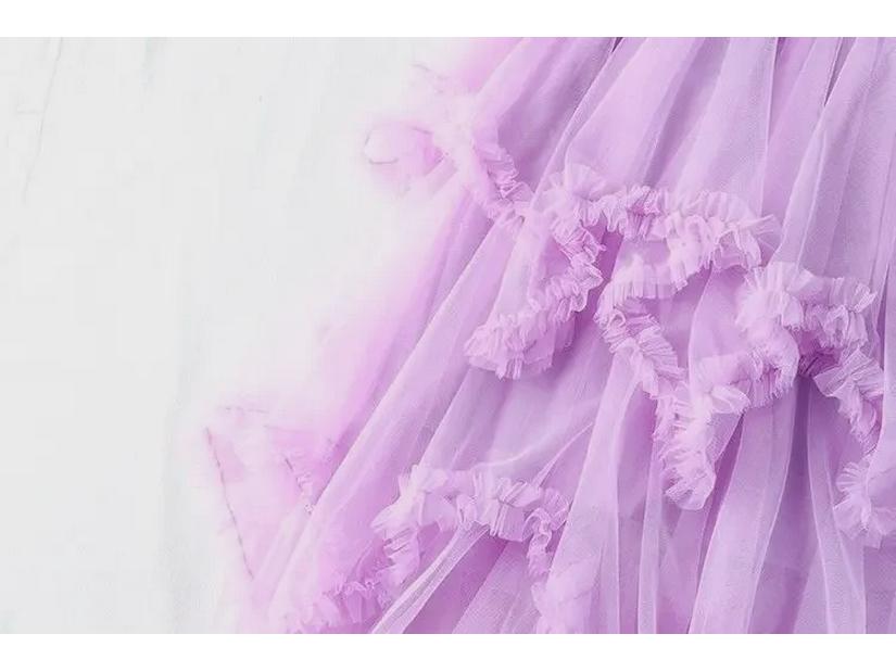Women's 2024 Summer High-Waist Mesh A-Line Ruffled Skirt - Irregular Mid-Length Niche Style