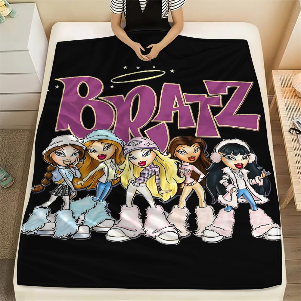 1pz Coperta di Flanella con Stampa Bratz, Alta Qualità per Tutte le Stagioni, Arredamento per la Casa, Calore e Comfort, Perfetta per Regali di Natale