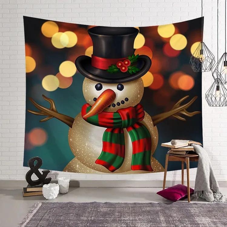 Christmas Cartoon Snowman Tapestry Living Room Sofa Home Decoration Christmas Gift