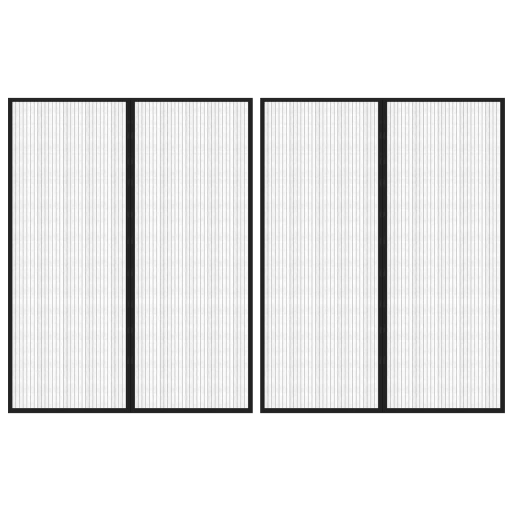 Fliegengitter Türvorhang 2 Stück Magnetisch Schwarz 230 x 160 cm