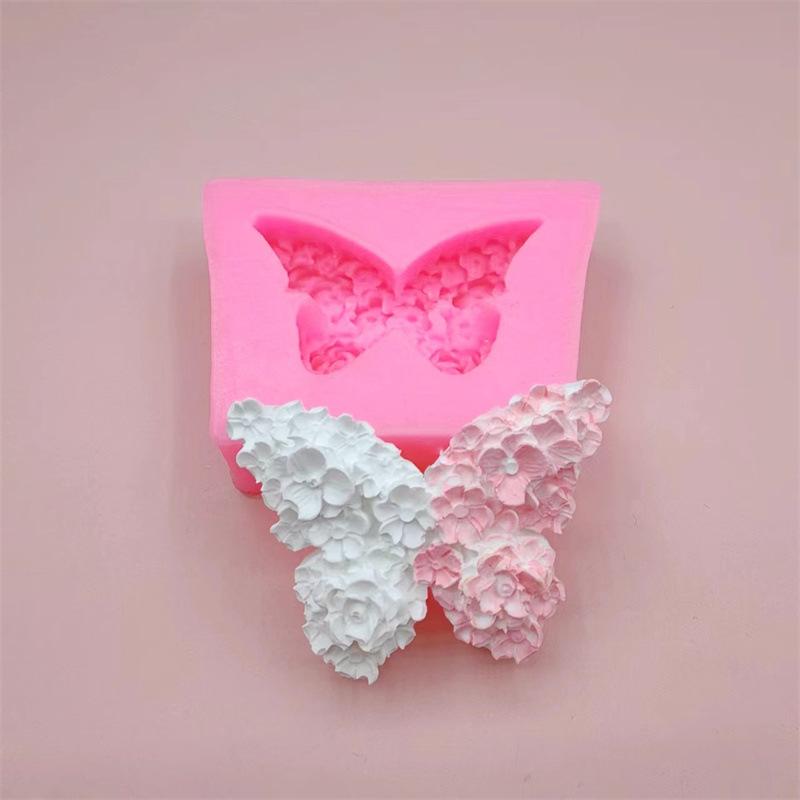 Flower Butterfly 3D Flying Butterfly Silicone Mold Cake Decoration Mold Flip Sugar Gypsum Dropping Glue DIY Decoration Mold