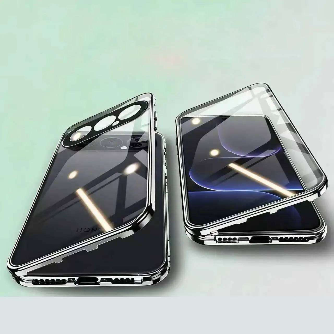 Case for Huawei Honor 500 Pro with Double Sided Tempered-Glass & Metal Frame Phone Bumpers Full Lens Protection Cover for Honor 500 чёрный