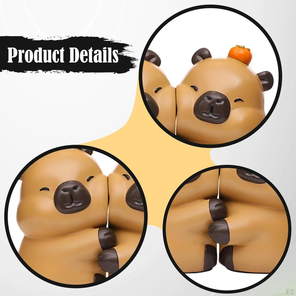 2x Capybara Statues Book Supports Bookends Collectible Art Crafts Cute Holders Decorative