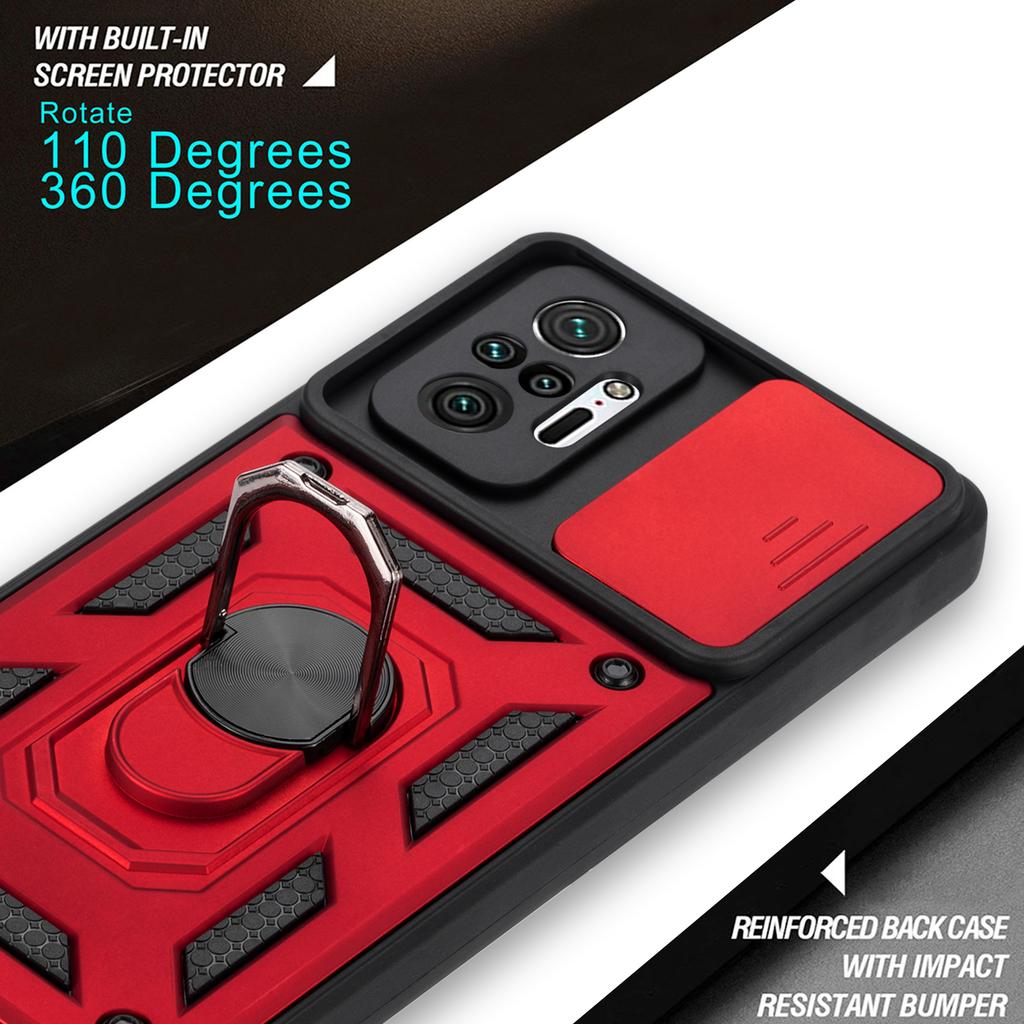 Protection Fashion Shockproof Phone Case For Xiaomi Redmi Note 10 10S Pro Max 5G Rugged Armor Car Magnetic Ring Kickstand Cover