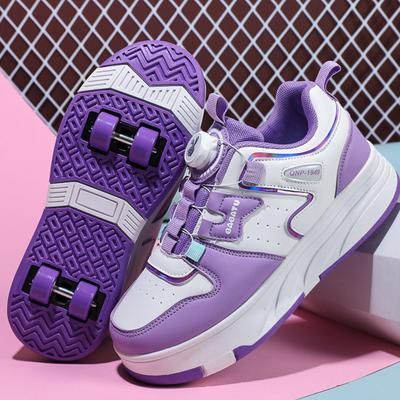 Pattini a rotelle per ragazzi e giovani, scarpe piatte rimovibili, quattro ruote, pattini a rotelle per ragazze, scarpe da ginnastica per donne