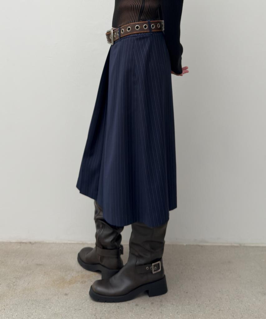 Daiaegeuneol Low Rise Midi Skirt (Navy)