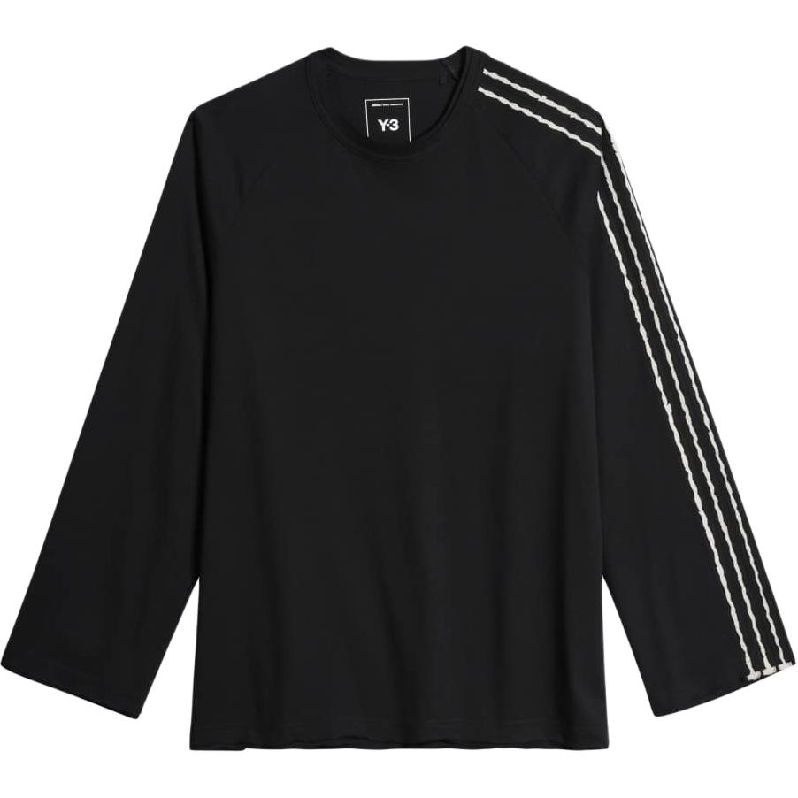 Y-3 SS26 Frayed Three Stripe Long Sleeve T-Shirt Unisex Tops KQ9795