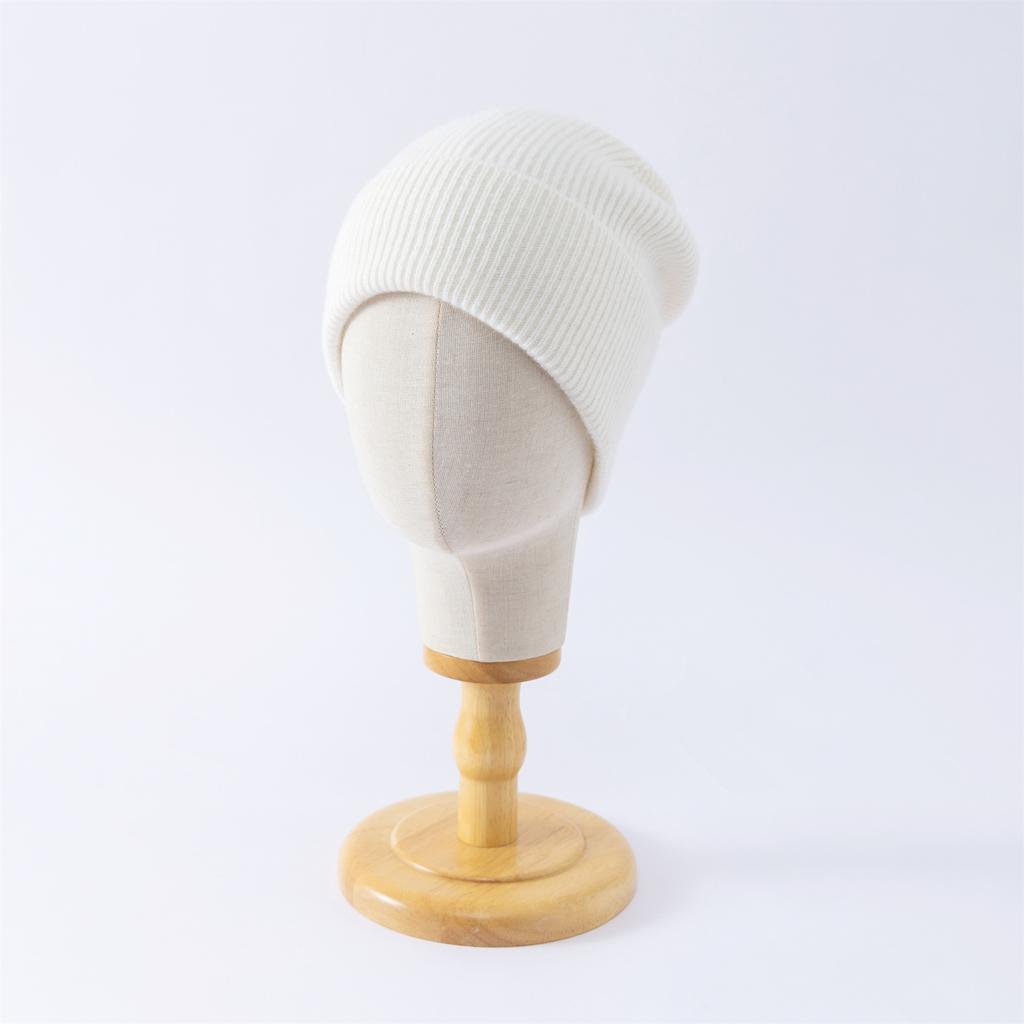 % Merino Pure Wool Knitted Wool Hat Autumn and Winter Warm Solid Color Flanged Cold Hat Men's and Women's Versatile Ear Protection Hat