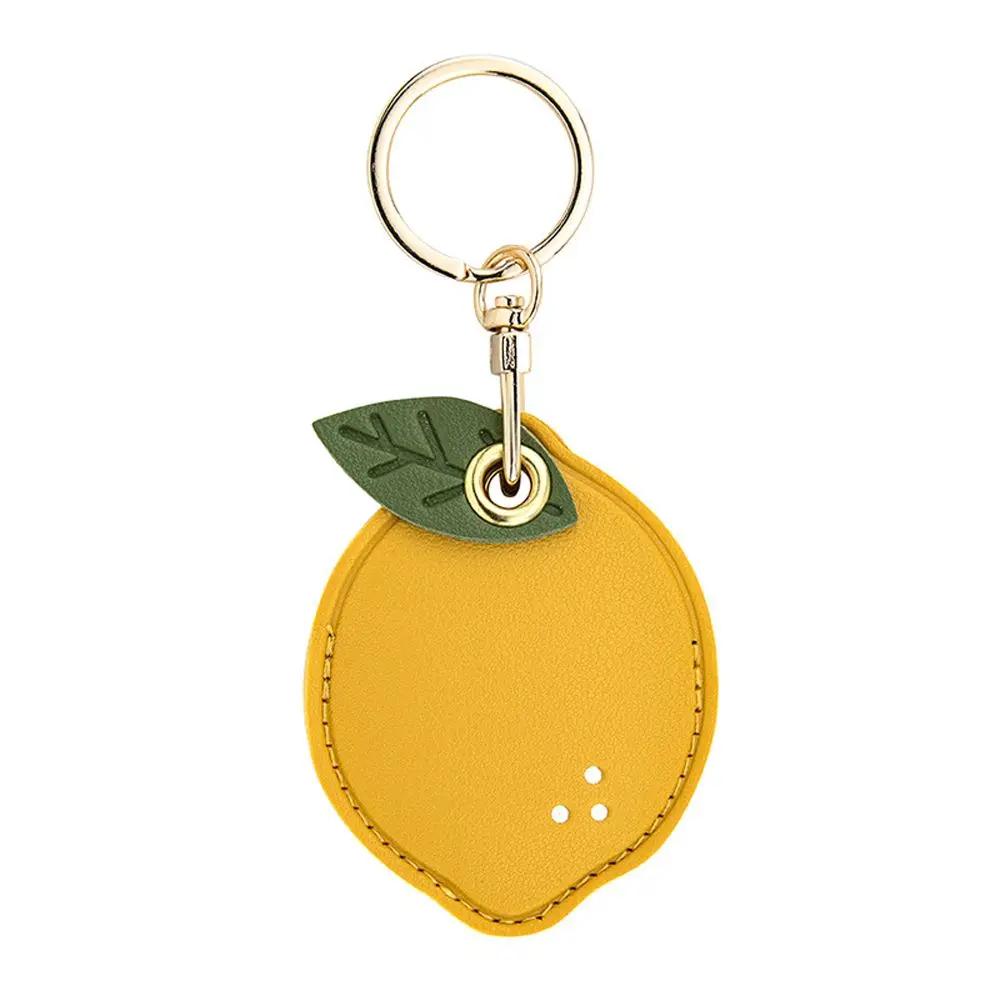 Leather Strawberry Lemon Keychain Case Holder Fashion Women Car Key Ring Charm Bag Car Pendant Gift Anti-lost Pet Dog Cat Collar