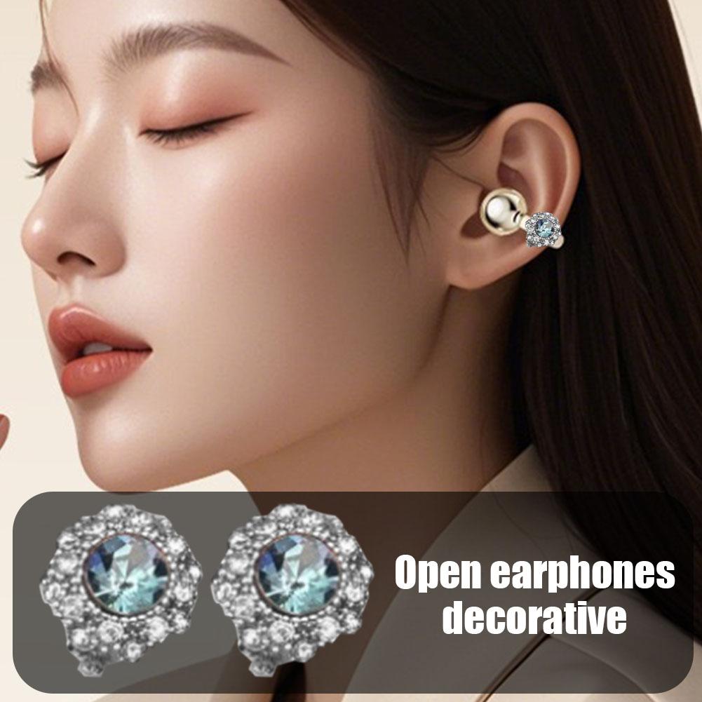 1PC Rhinestone Decor For Clip On Earbuds Open Ear Earphone Decoration DIY Removeable Zirconia D V5A4