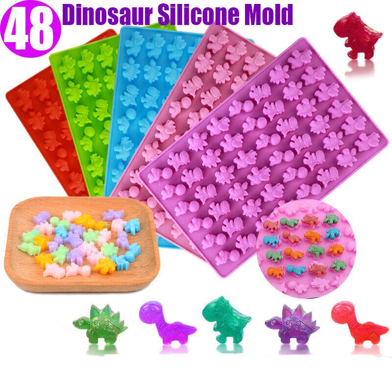Forma do czekoladek z dinozaurami 48-gniazdowa Silikonowa forma do cukierków w kształcie muszli dinozaura z zakraplaczem DIY Urocza tacka na kostki lodu Forma do cukierków QQ Fondant