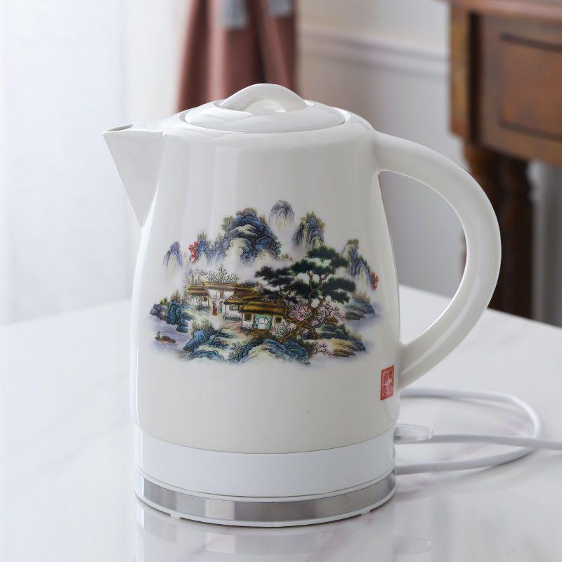 Blue & White Porcelain Electric Kettle: Large Capacity, Automatic Power-Off, Perfect for Home Tea Boiling.