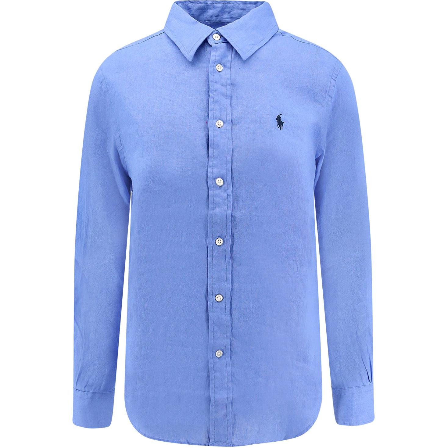 

Polo Ralph Lauren Solid Point Collar Long Sleeve Shirt Women tops Blue 211970730-006 L