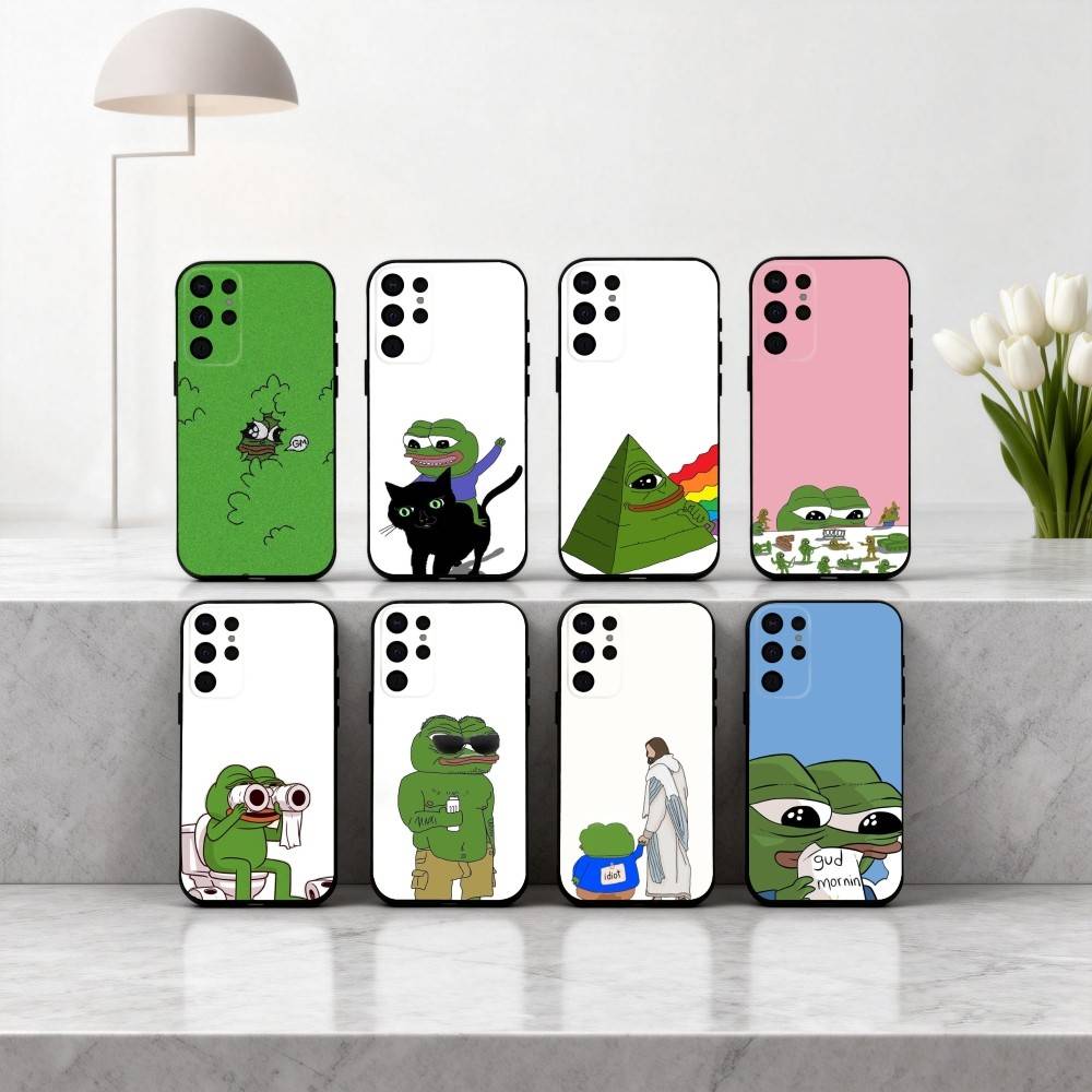 Funny P-Pepe the F-Frog Phone Case For Samsung S25,S24,S21,S22,S23,S30,Ultra,S20,Plus,Others Soft Black Case