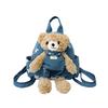 Schoolbag Retro Denim Three-dimensional Bear Backpack Soft Cute Girl Travel Backpack Campus Versatile Star Print Leisure Bag