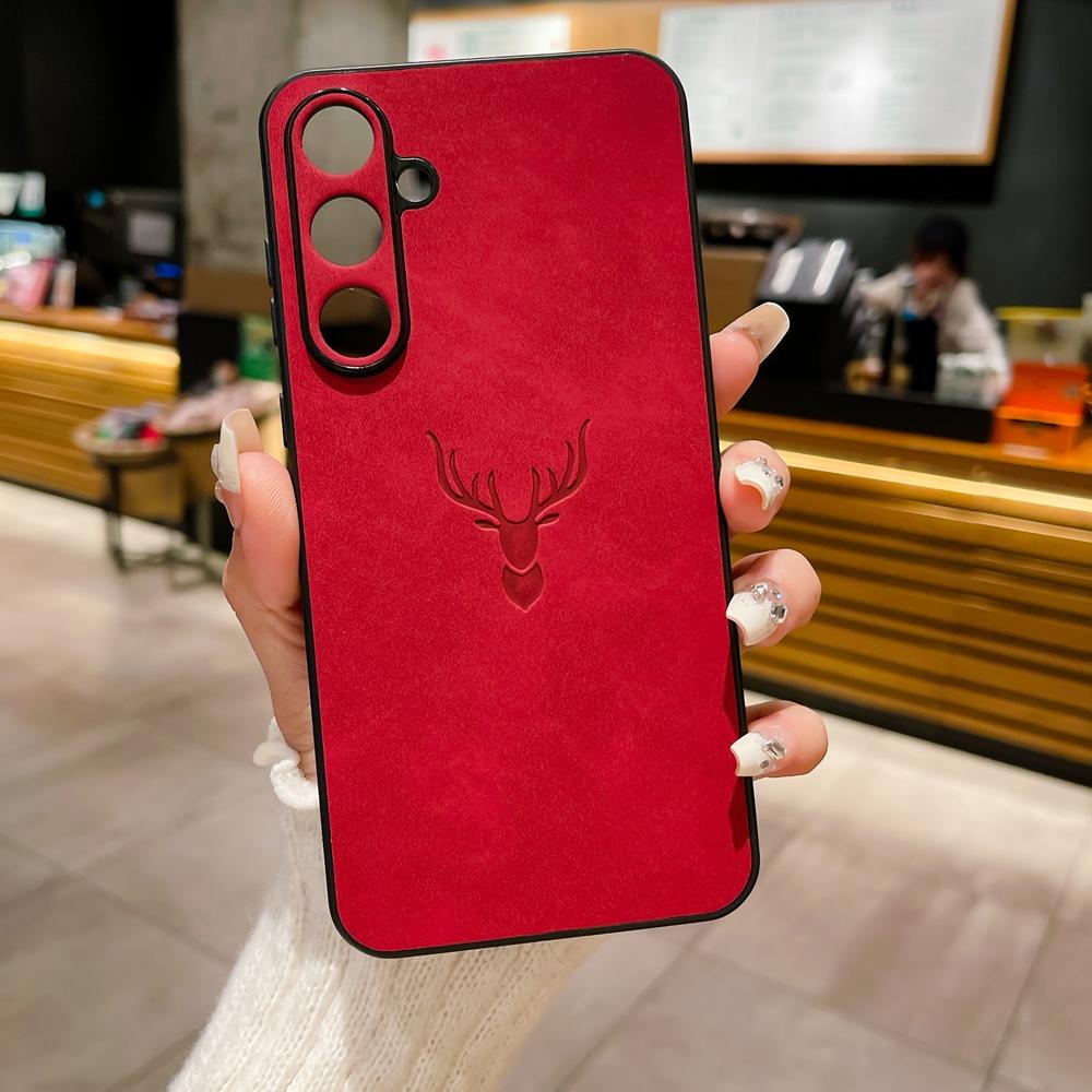 Retre Leather Phone Case For Samsung Galaxy A56 A55 A54 A53 A52 A36 A35 A34 A26 A25 A24 A23 A16 A15 A14 A13 A12 4G 5G Deer Head