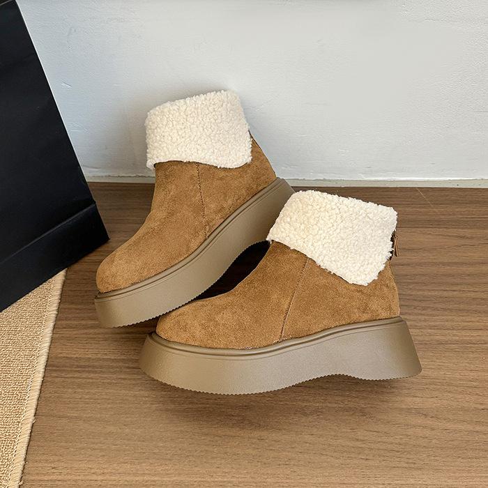 

Женская модная зимняя теплая обувь на мягкой подошве с флисовой подкладкой, короткие ботинки, повседневные спортивные хлопковые ботинки с защитой от скольжения 40 верблюд