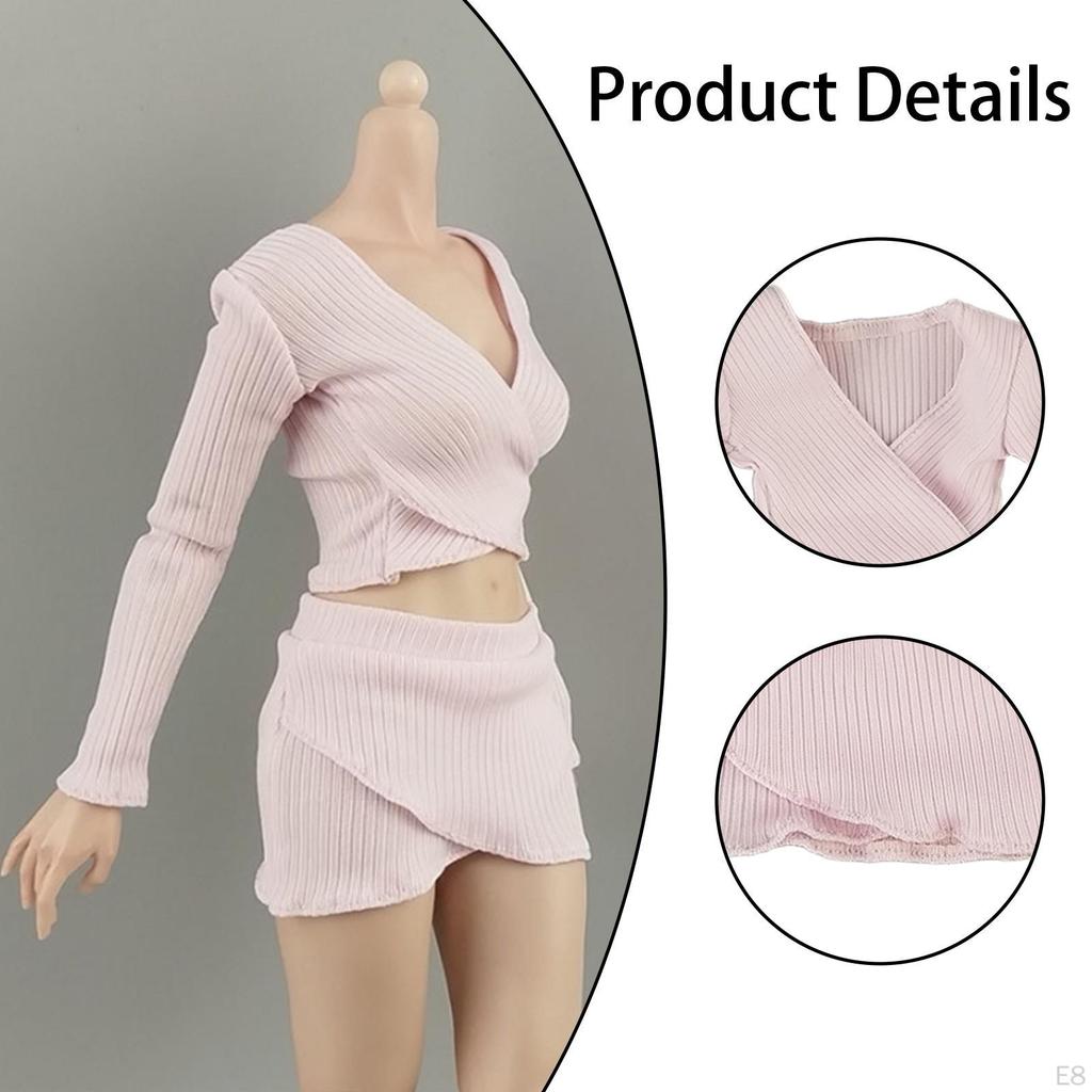 1:6 Female Crop Tops Action Figure Clothes Fashion Handmade Cosplay Long Sleeve Top for 12''
