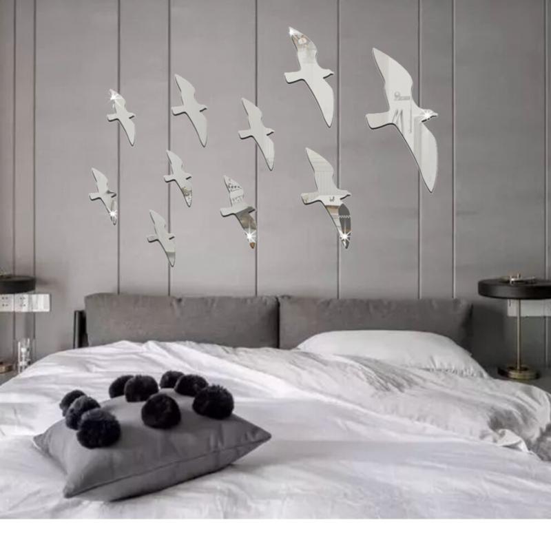 2 abnehmbare Wandaufkleber-Sets, Vogelmuster, Wanddekoration