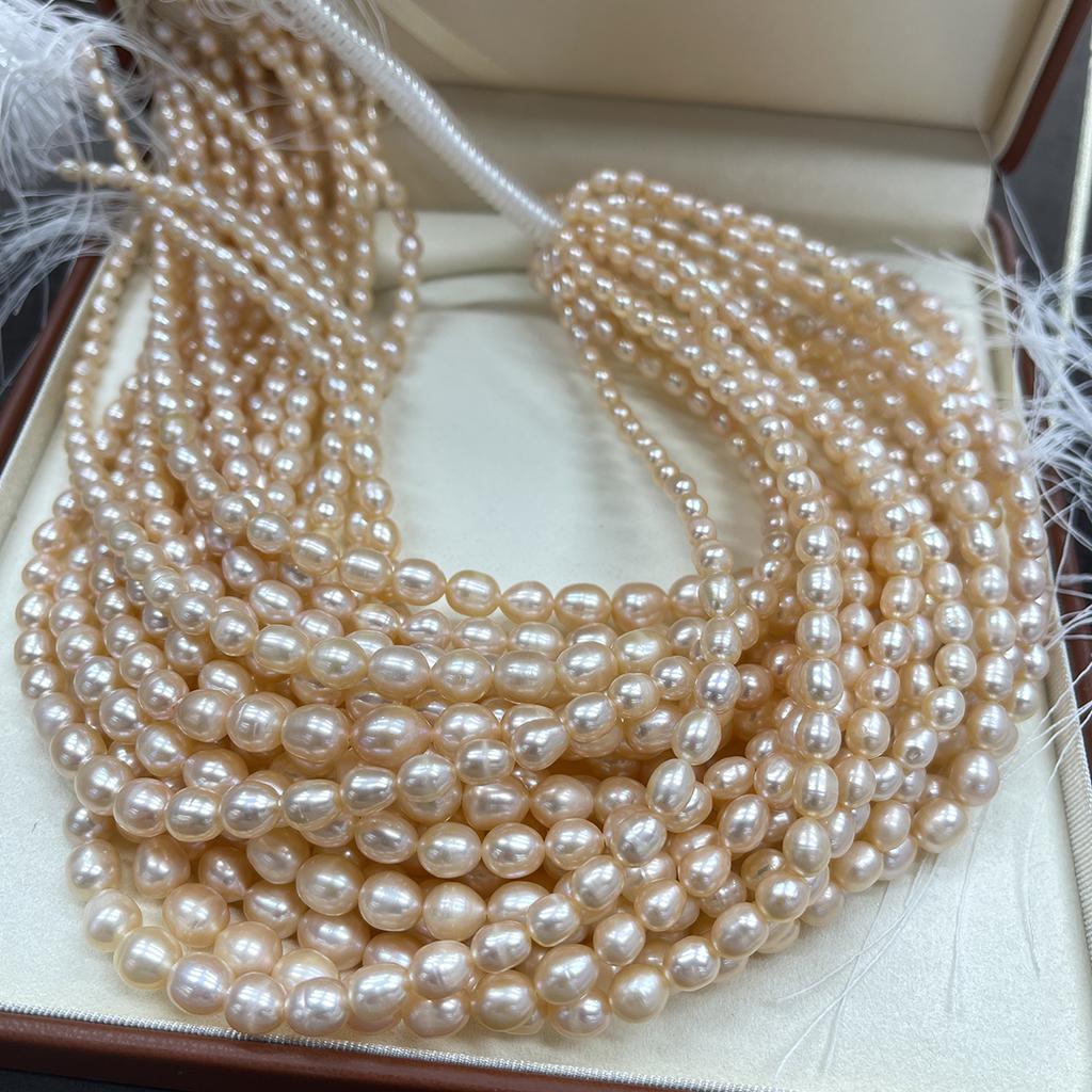 36cm Natural Freshwater Pearl Beads Strand 4-10mm Rice Pearls for Handmade Jewelry Making DIY Necklaces Bracelets Earrings Accessories, Luxury Gifts