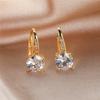 Female Luxury White Zircon Round Stone Hoop Earrings For Women Wedding  Vintage Fashion Gold Color CZ Earrings