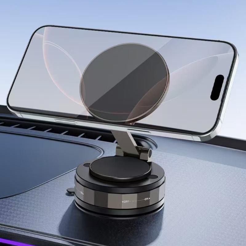 Strong Magnetic Car Phone Holder Adjustable Stand with Vacuum Suction Base for Multiple Surfaces Dashboard Installation