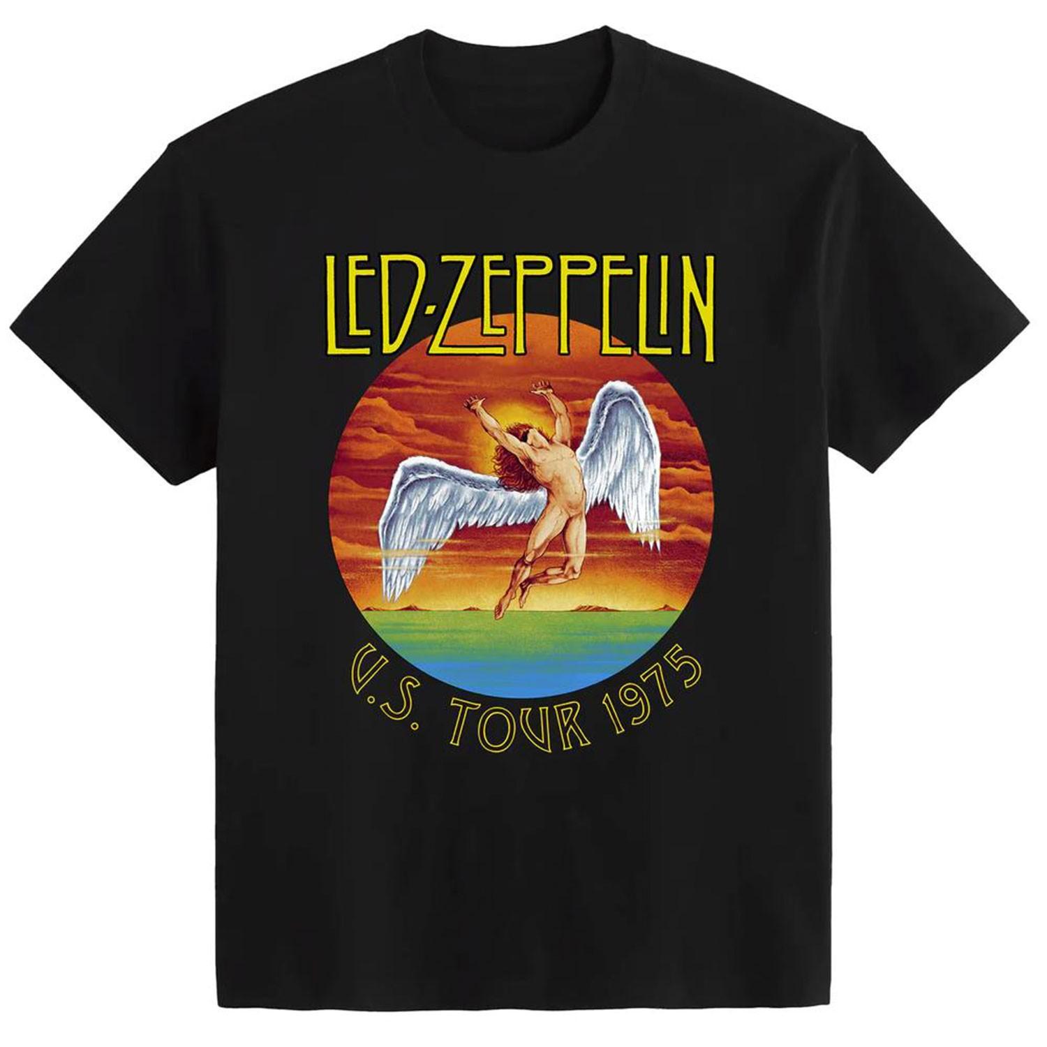 Men s Led Zeppelin US Tour  75 Slim Fit T-shirt X-Large Black XL