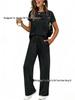2026 Spring/Summer Women's Set: Short Sleeve Top & Elastic Waist Wide Leg Pants
