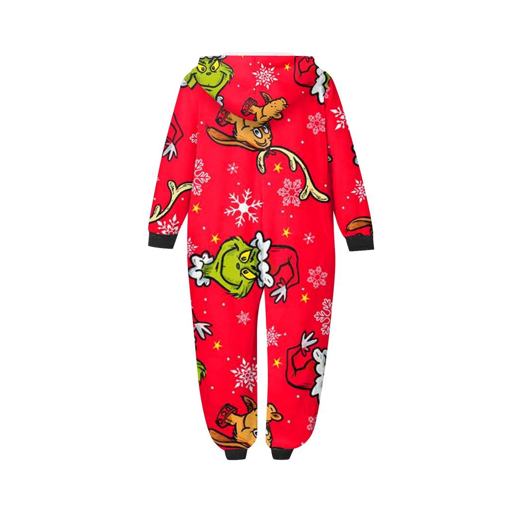 Eltern-Weihnachten Bedruckt Eltern-Kind Kapuzen-Reißverschluss Einteilige Homewear