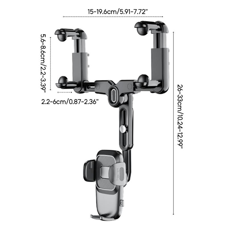 360-degree Rotation-Navigation Mount Mobile Phones Holder Car Adjustable Stand Rearview Mirror Retractable Phone Bracket