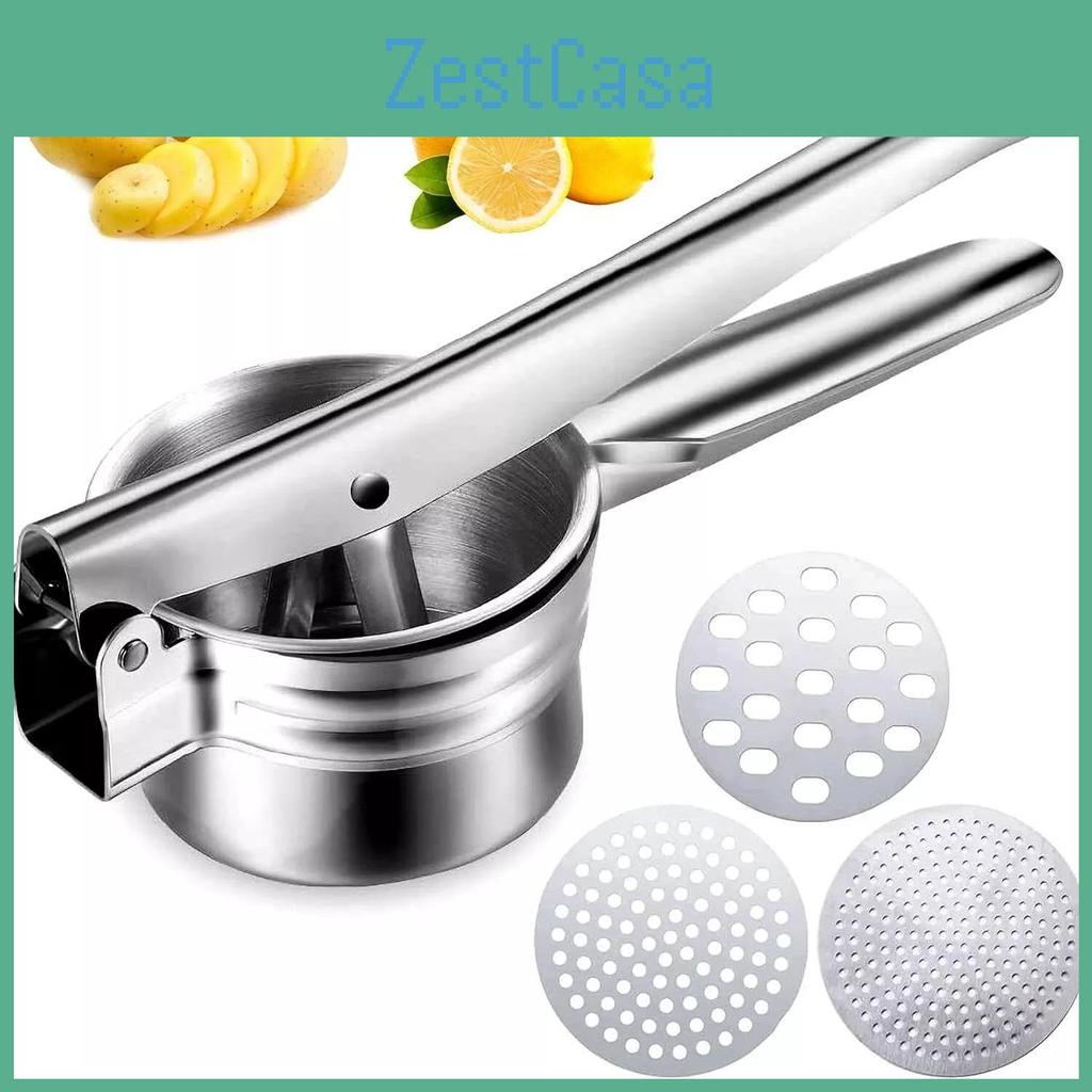 Potato Ricer Stainless Steel Masher With 3 Removable And Interchangeable Discs Food Ricer Fruit And Vegetables Press Manual Masher Kitchen Tool