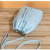 Chic Minimalist Solid Color Large Capacity Crossbody Drawstring Bucket Bag for Women, Available In Sky Blue/White/Black