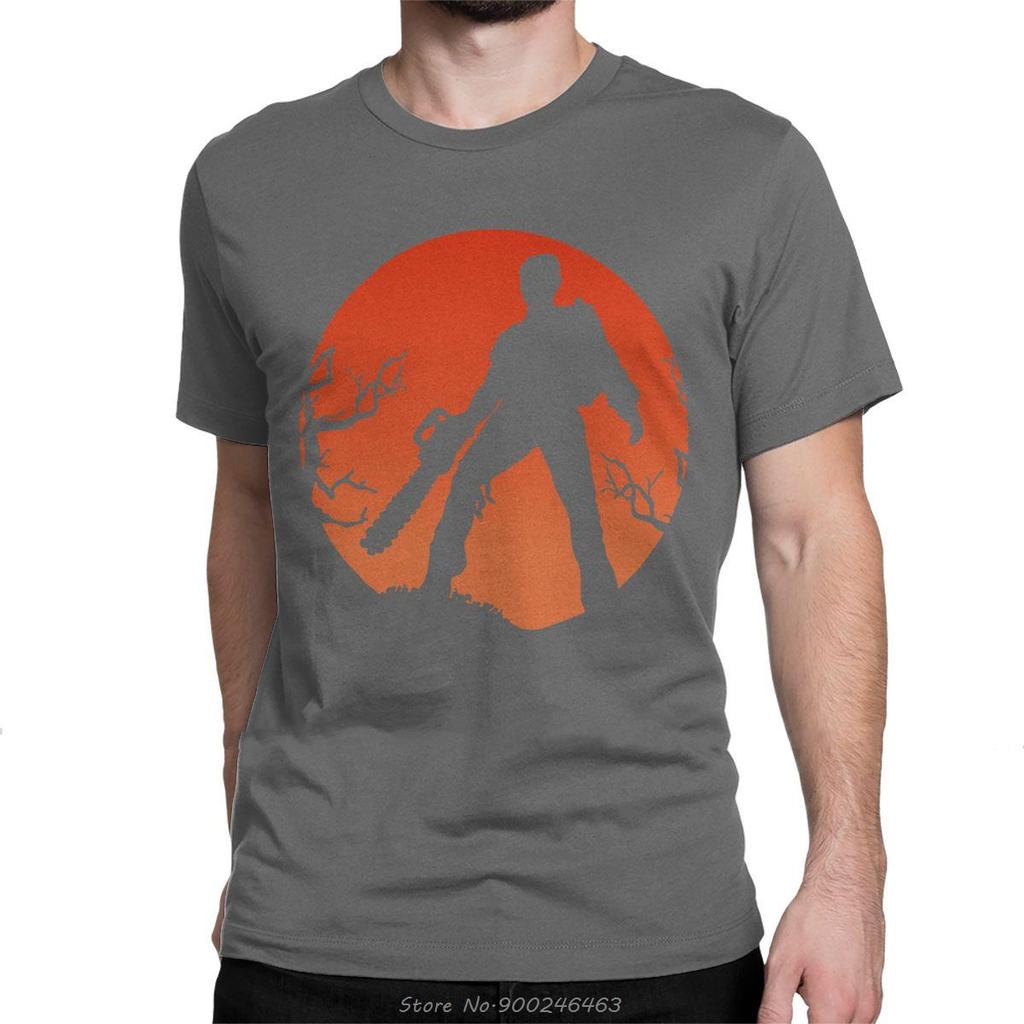 Funny Ash Vs The Evil Dead T-Shirt for Men Cotton T Shirt Horror Movie Bruce Campbell Short Sleeve TShirt Tees Streetwear