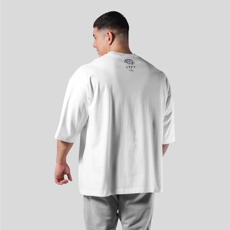 Jointly Men Running Sports Cotton T-shirt Fitness Bodybuilding Loose Print Shirt Summer Male Jogging Training Gym Clothing