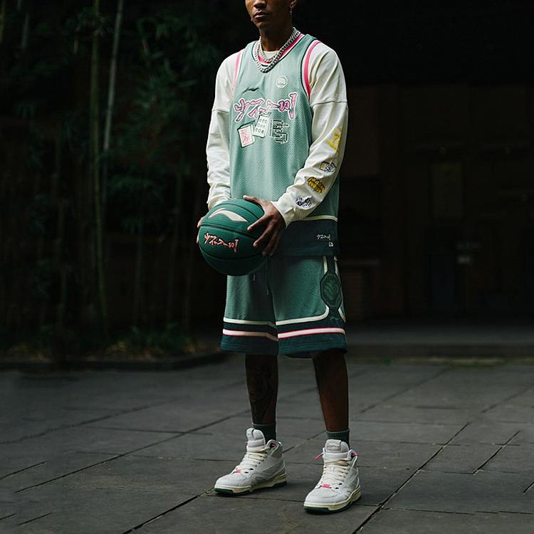 Li Ning Badfive Sports Basketball Series Loose Fit Basketball Shorts Men Shorts Green AAPR247-1