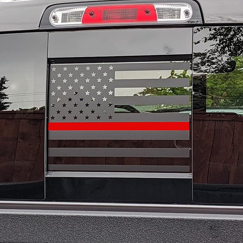Zhizhong Rear Middle Window Decal Compatible With RAM 1500 2500 3500 2009- 2024, American Flag Back Sliding Window Sticker