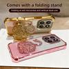 KEYSION Shockproof Plating TPU Phone Case for HONOR X7d 5G Glitter Jewelled Swan kickstand Back Cover for Honor 400 Smart 5G