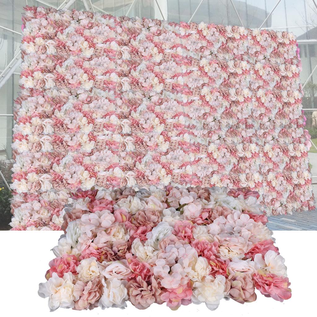 6 Pack Modern Artificial Flower Wall Panels, Pink & White Rectangular Floral Decor, Handmade Hanging Garden for Home & Wedding