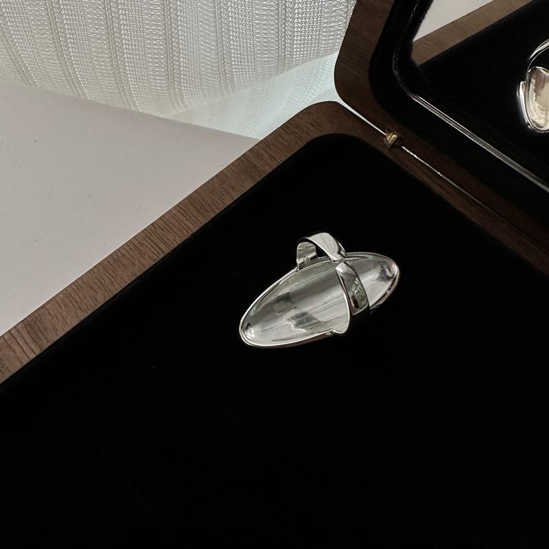 Korean Style S925 Sterling Silver Arc-Shaped Polished Ring