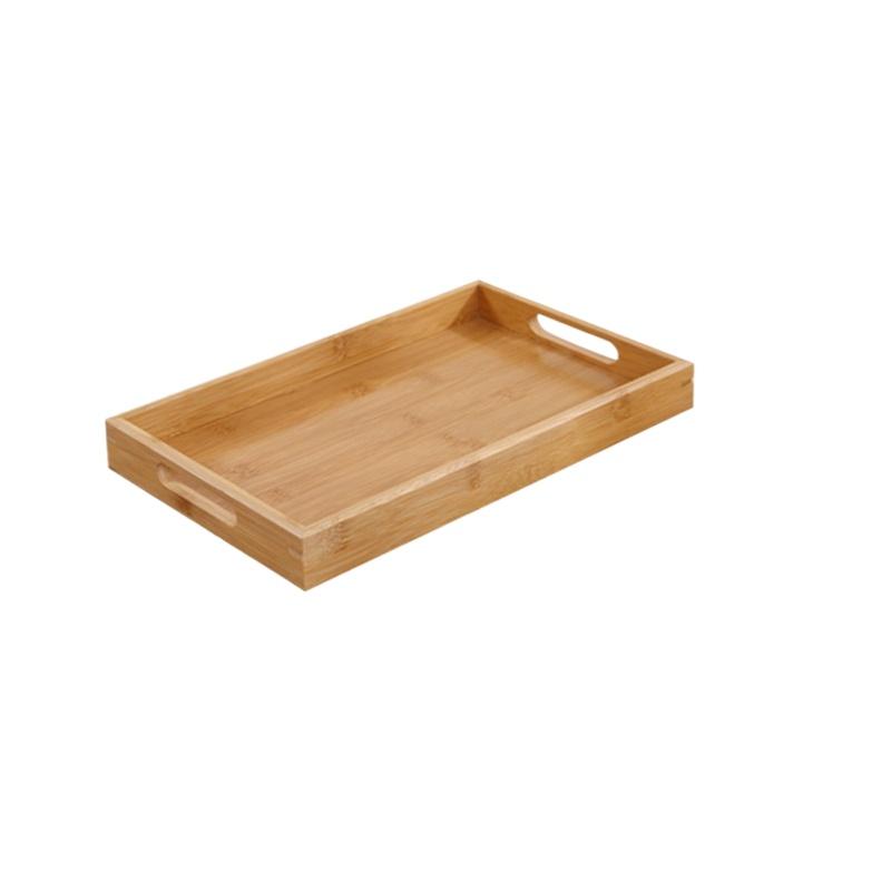 Bamboo Wooden Rectangular Tea Tray Solid Wood Tray Tea Cup Trays Stand Tray With Handle Wooden Hotel Dinner Plate Storage Tray