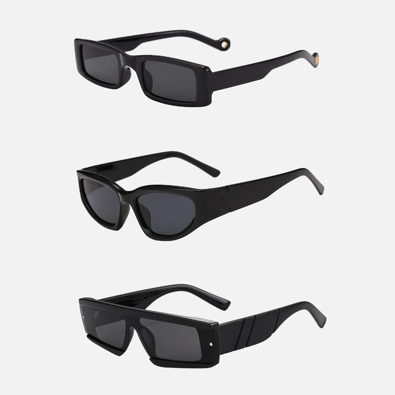 3pcs Brand Rectangle Sunglasses Women Men Shades Retro Square Black Sun Glasses Eyewear Trendy Punk Eyeglasses For Male UV400